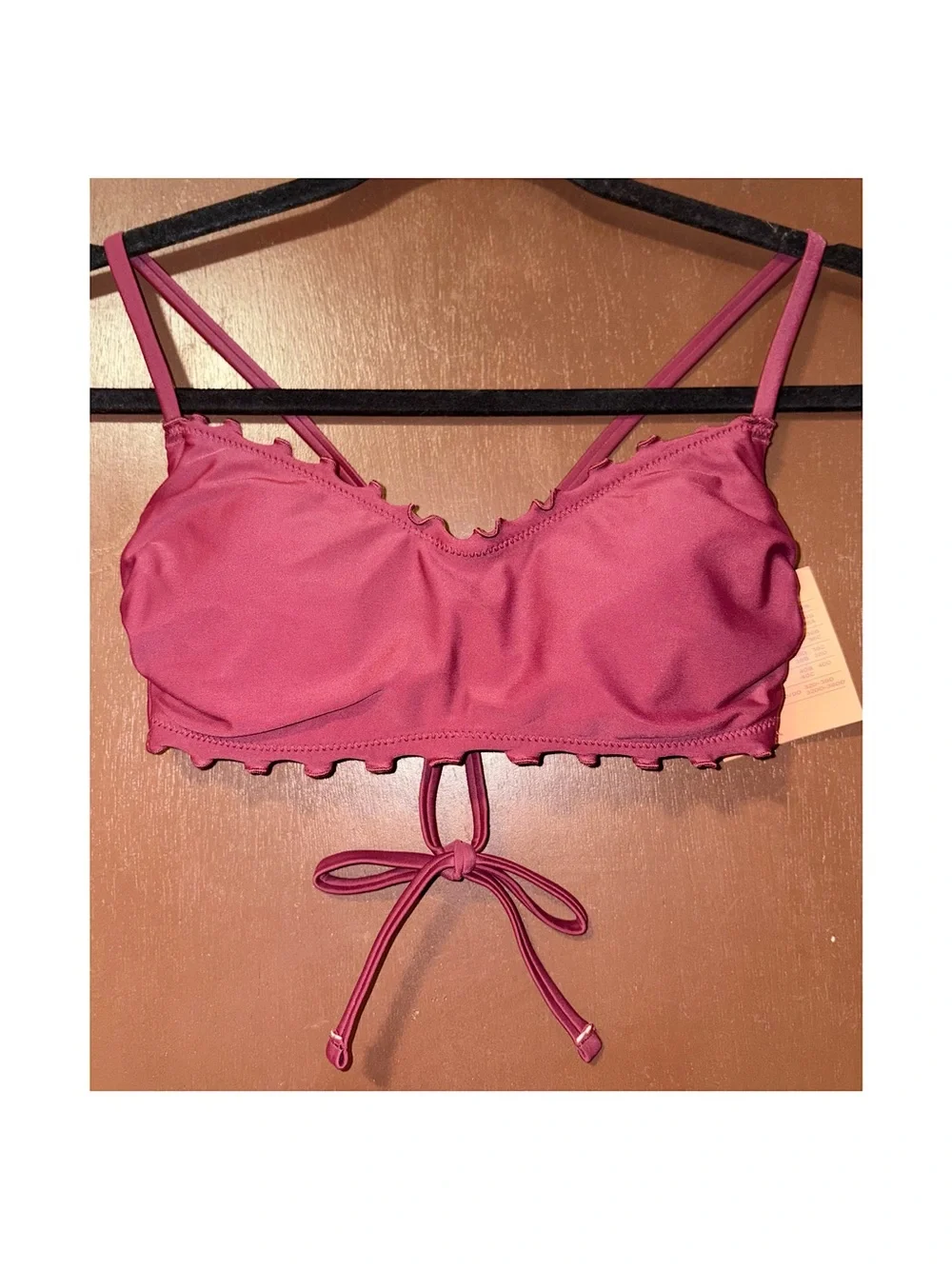 Shade & Shore Ruffle Bralette Bikini Top (Burgundy - Small)